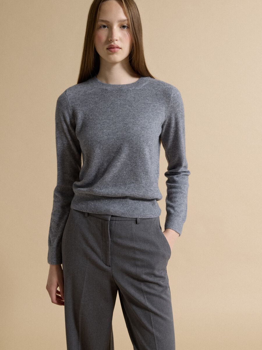 Grey pure cashmere crew-neck jumper_0