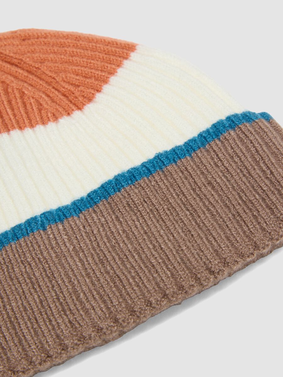 Multicolour ribbed jersey knit hat_1