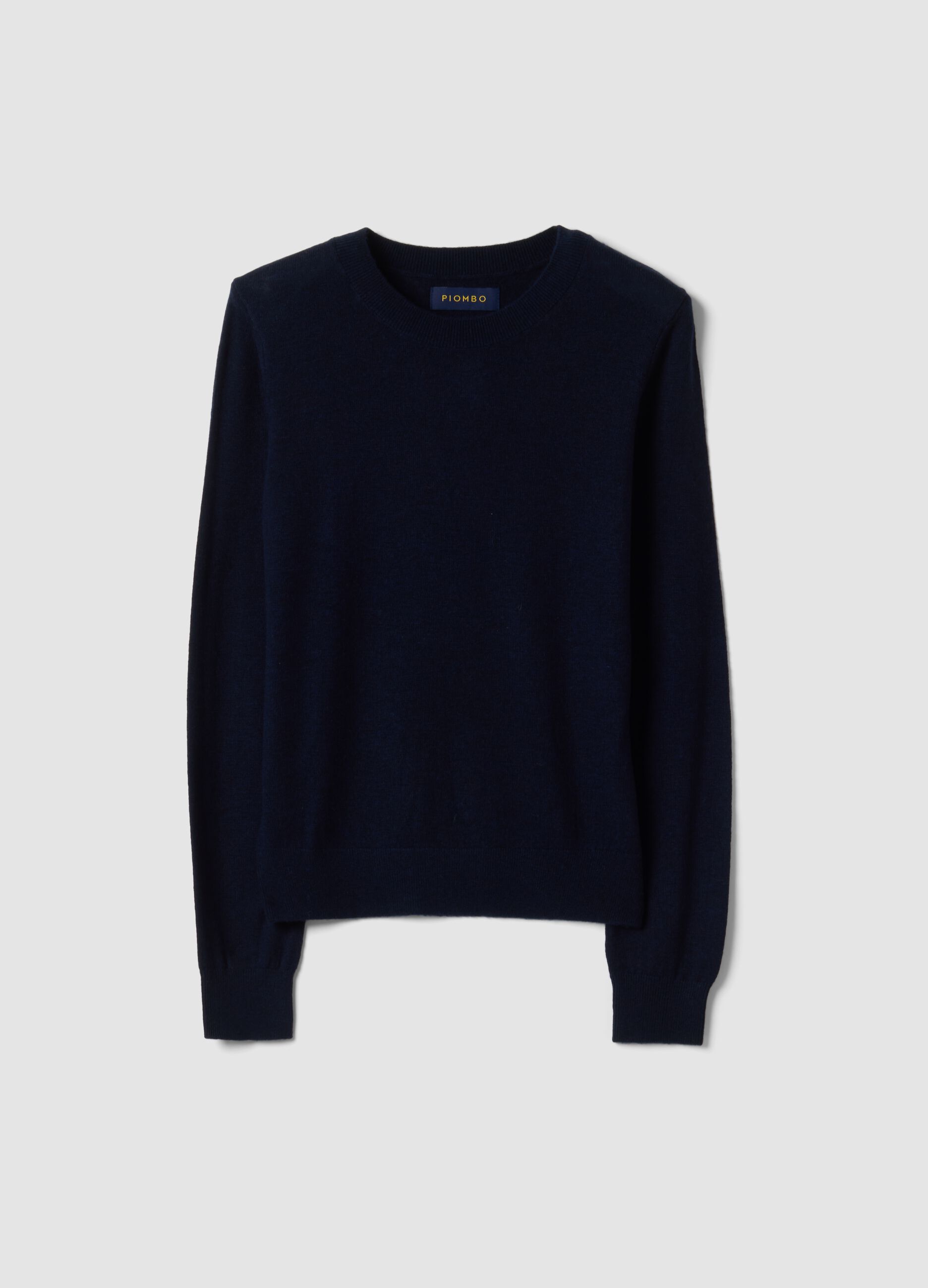 Maglia blu in pura lana a girocollo