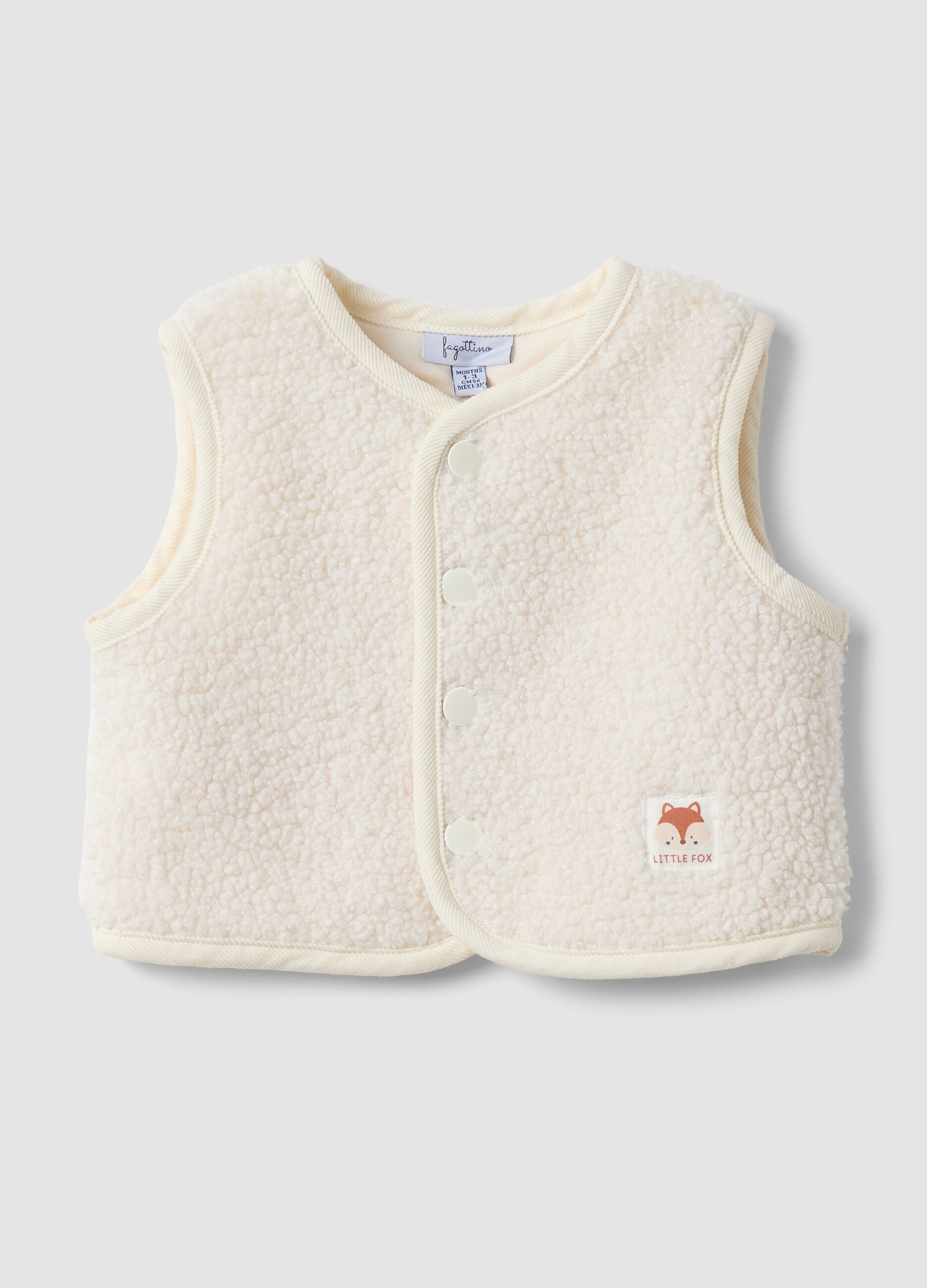 White teddy-effect gilet, regular fit