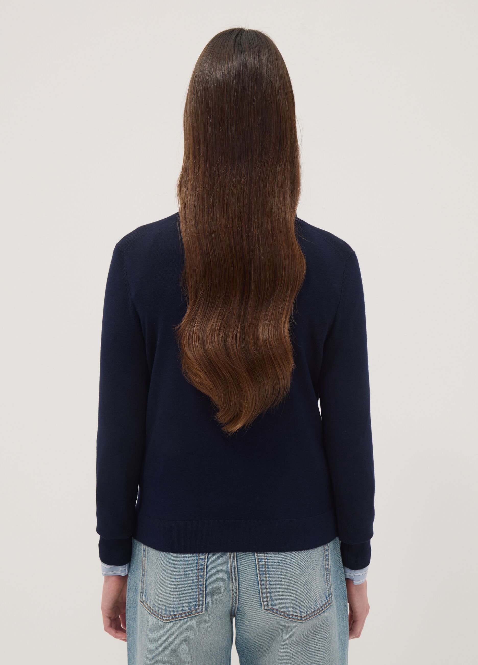 Regular fit blue cardigan with buttons