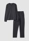 Grey organic cotton pyjamas with Henley neckline_4