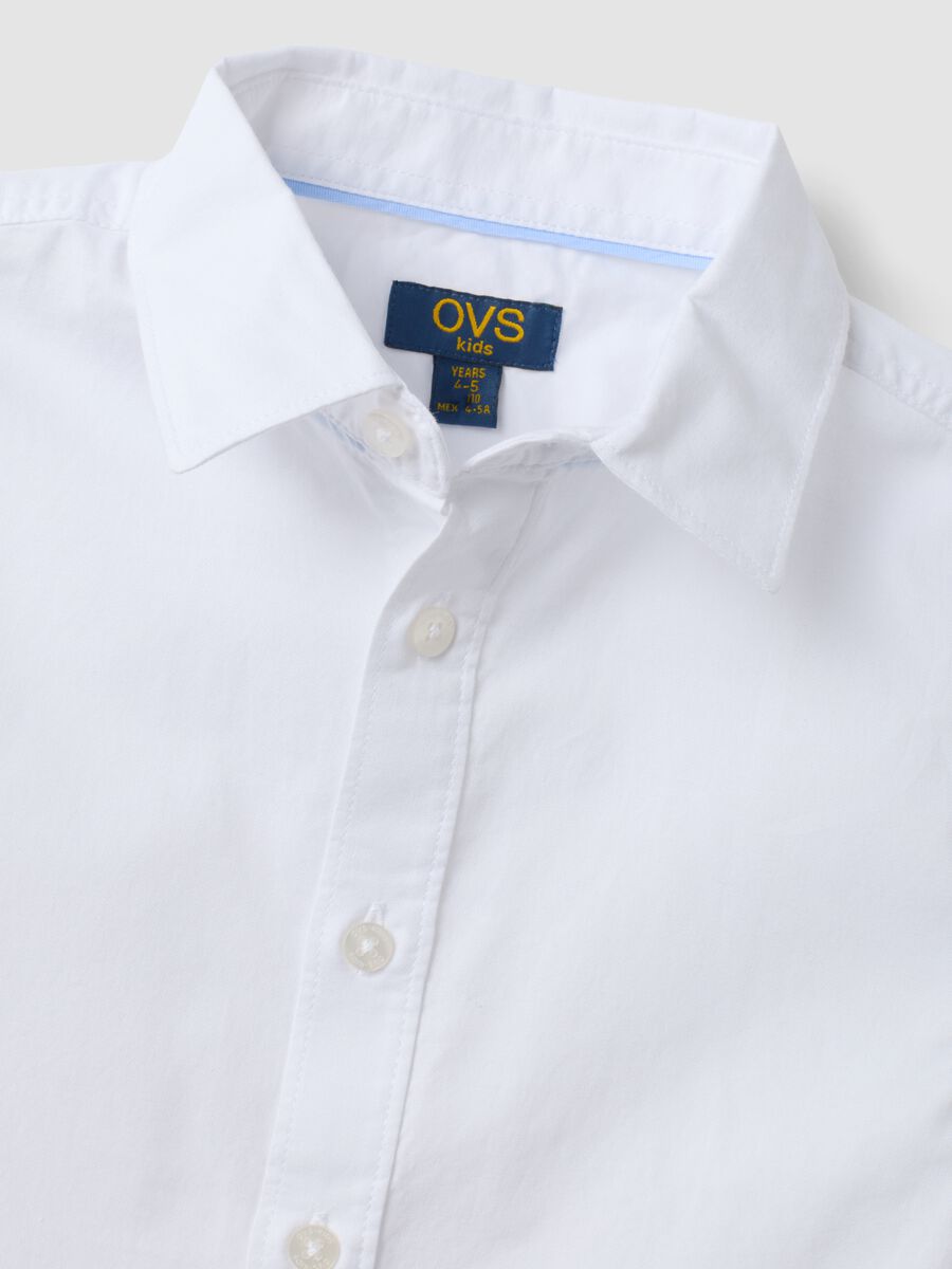 White pure cotton Oxford shirt with classic collar for boys_2