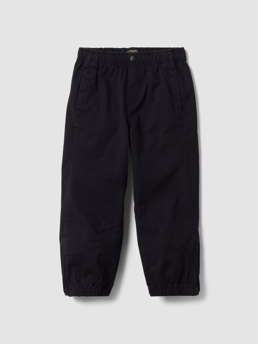 Black stretch cotton jogger trousers for boys_5