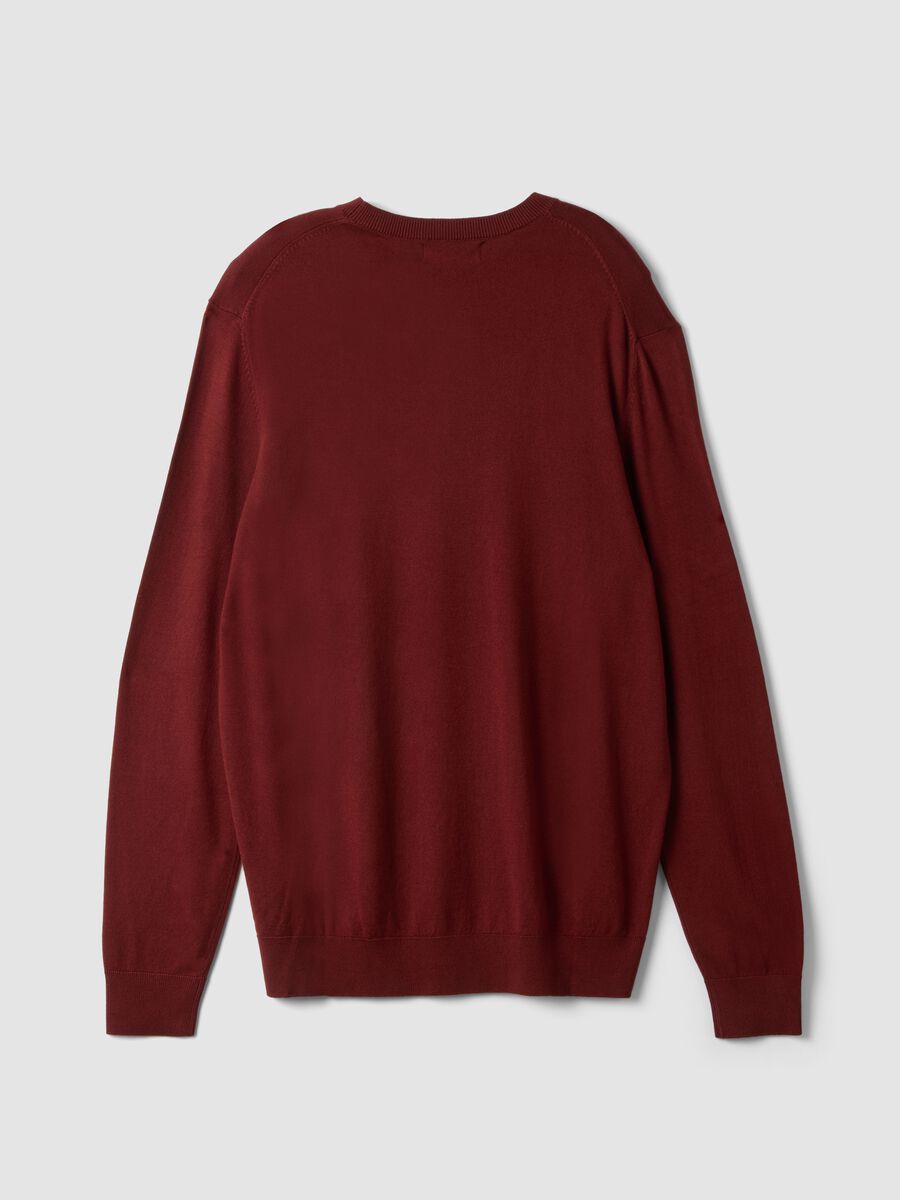 Brick red crew-neck viscose-blend jumper, regular fit_2