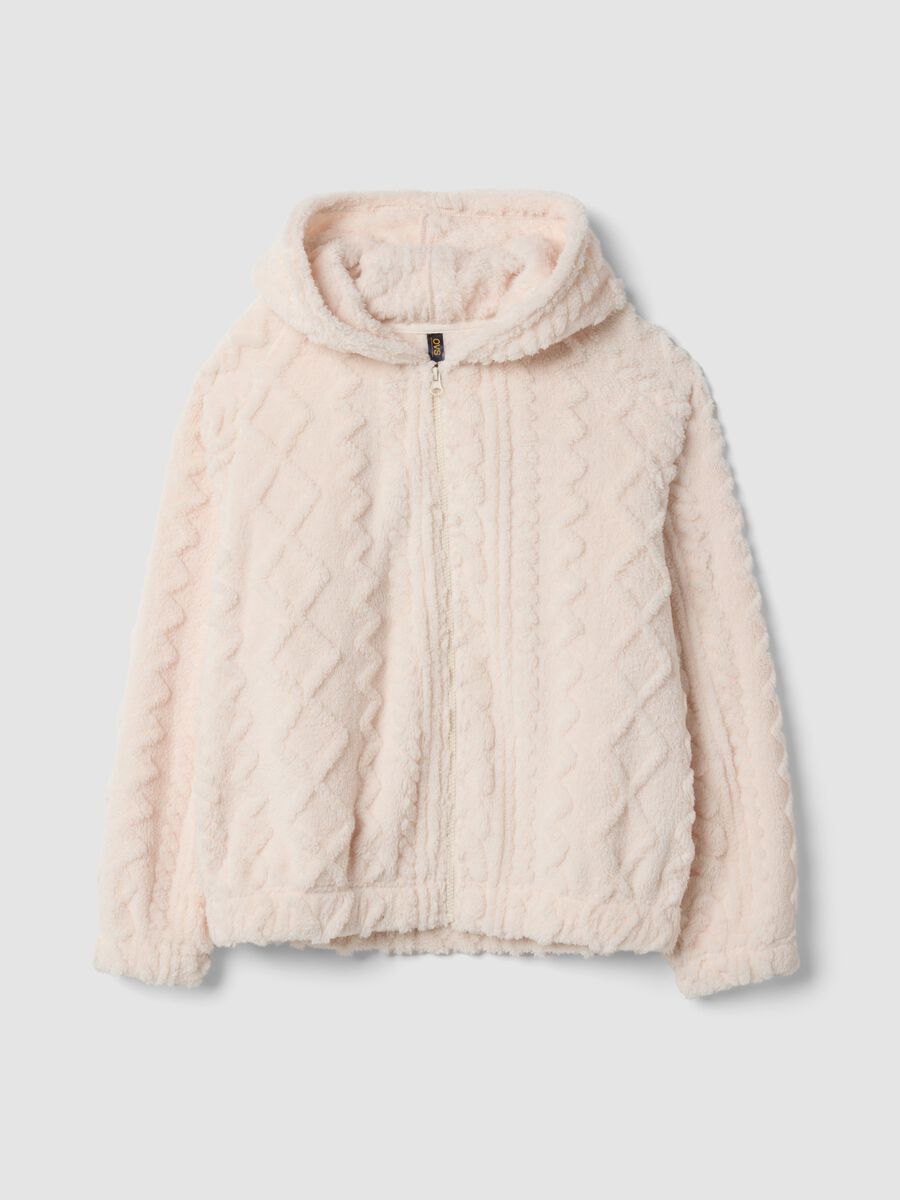 Pink sherpa hoodie with zip, regular fit_0