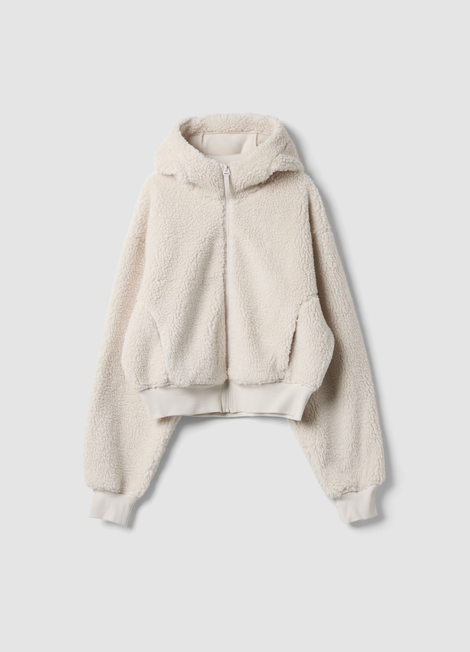 White full-zip teddy-effect hooded sweatshirt ALTAVIA STUDIO