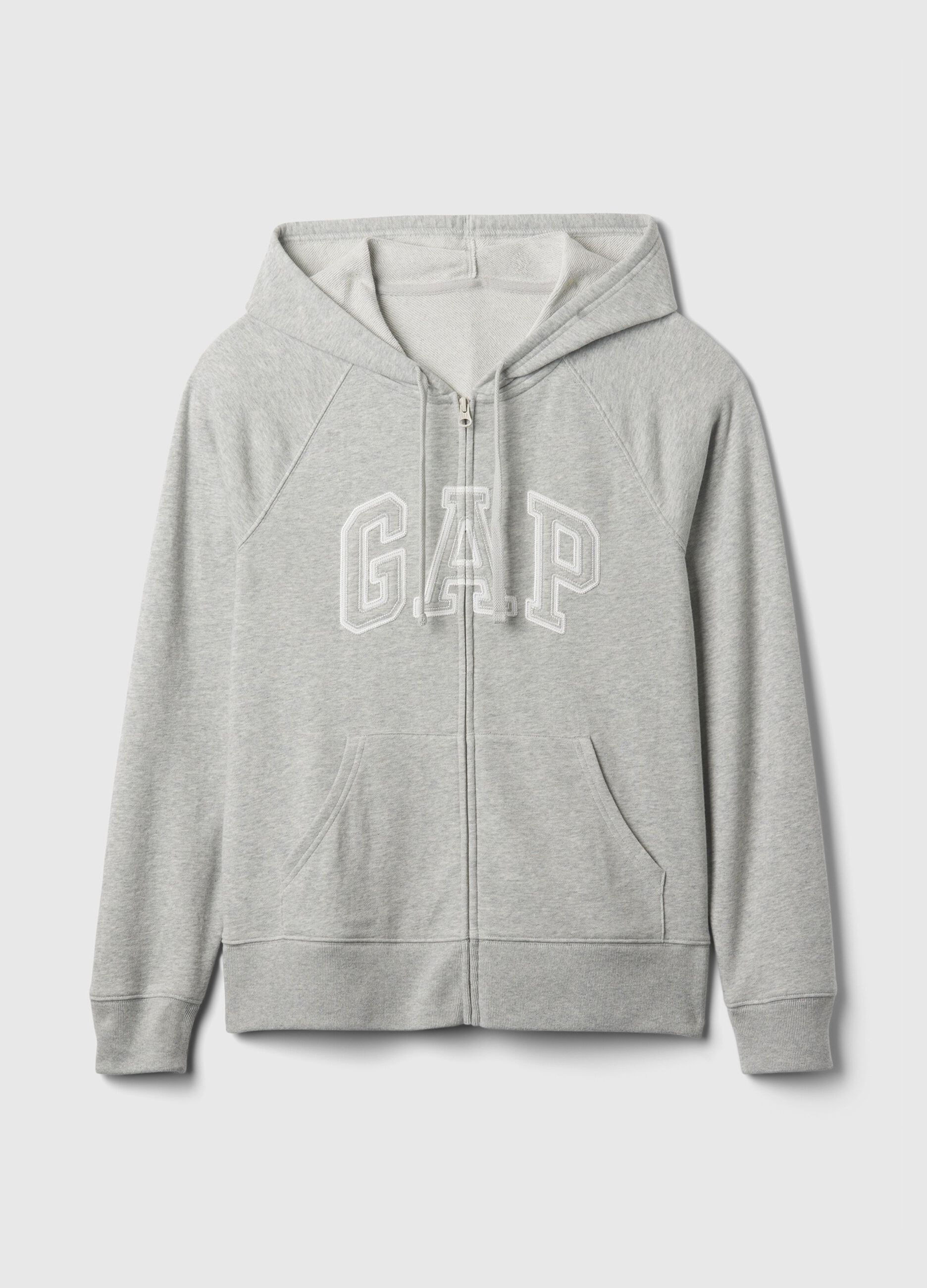 French terry full-zip hoodie with logo patch