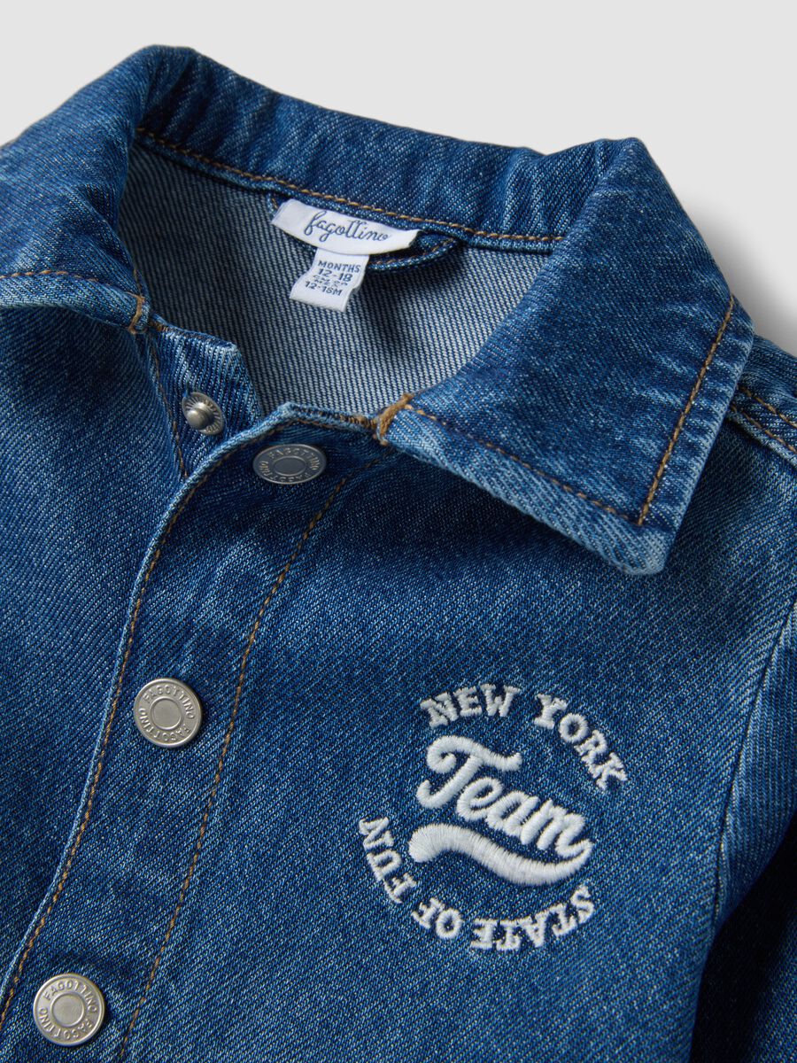 Blue pure cotton denim shacket with press studs_2