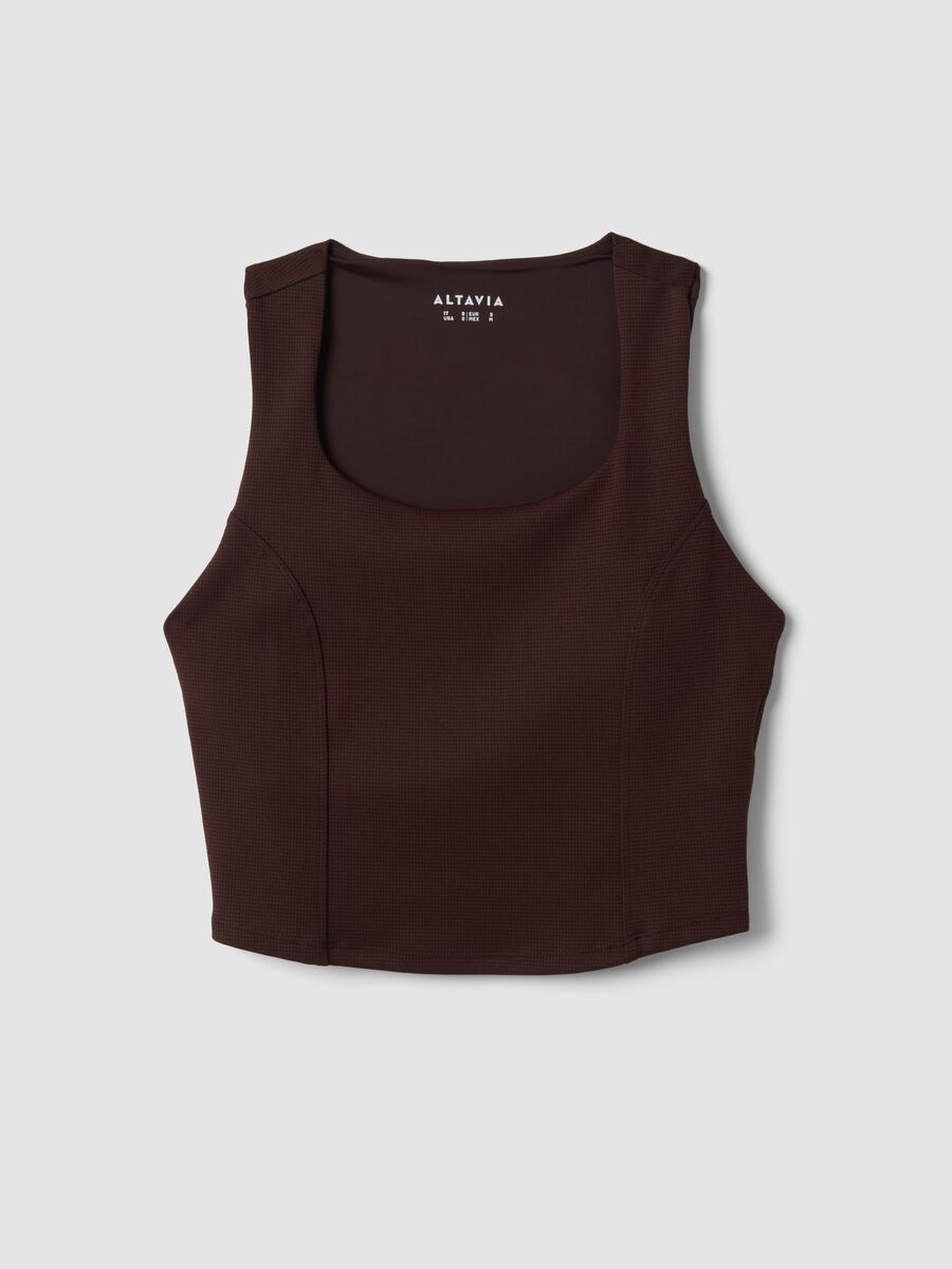 Brown cropped sports top in breathable stretch fabric ALTAVIA STUDIO_5