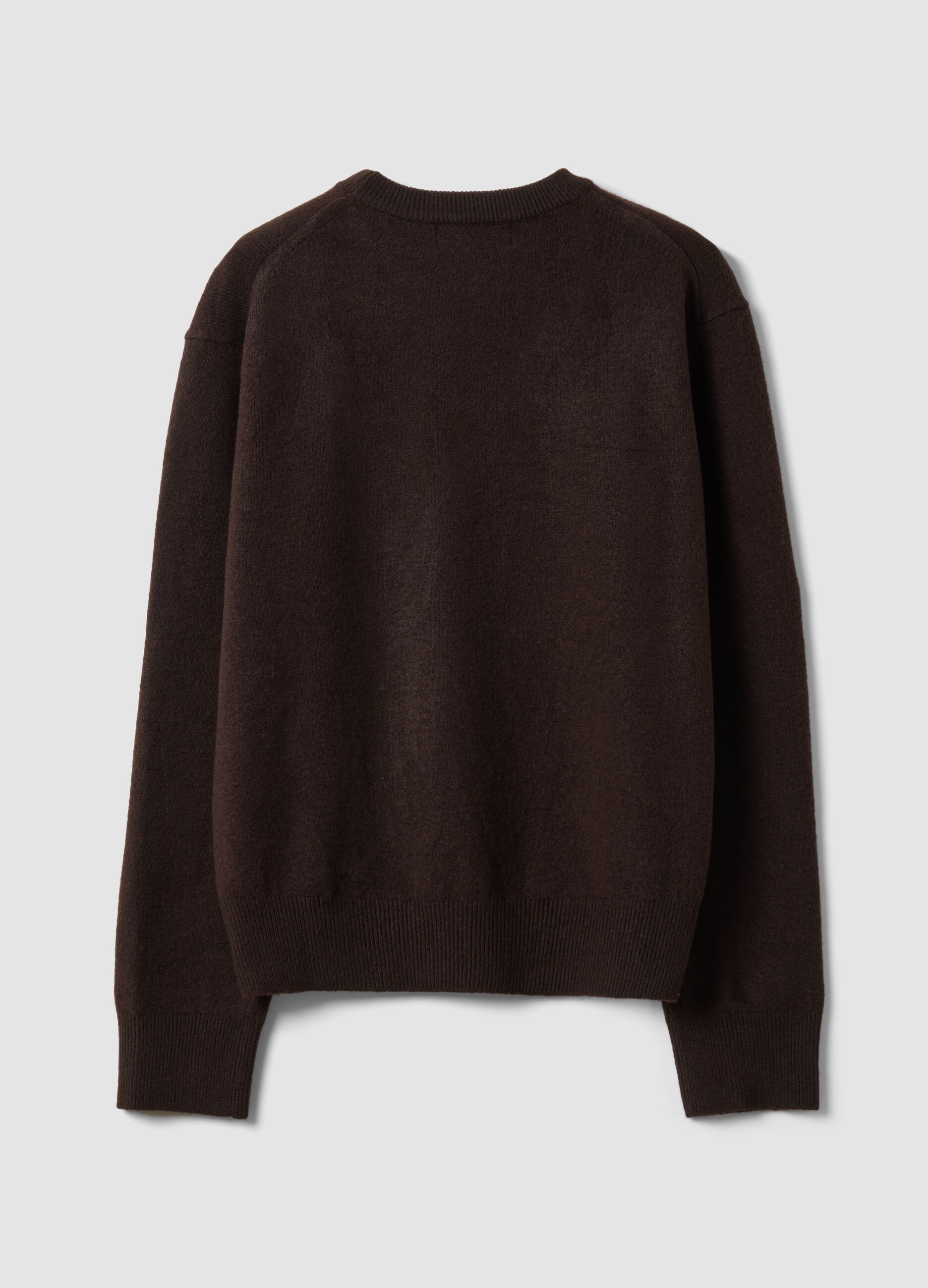 Maglia marrone in lana elasticizzata a girocollo