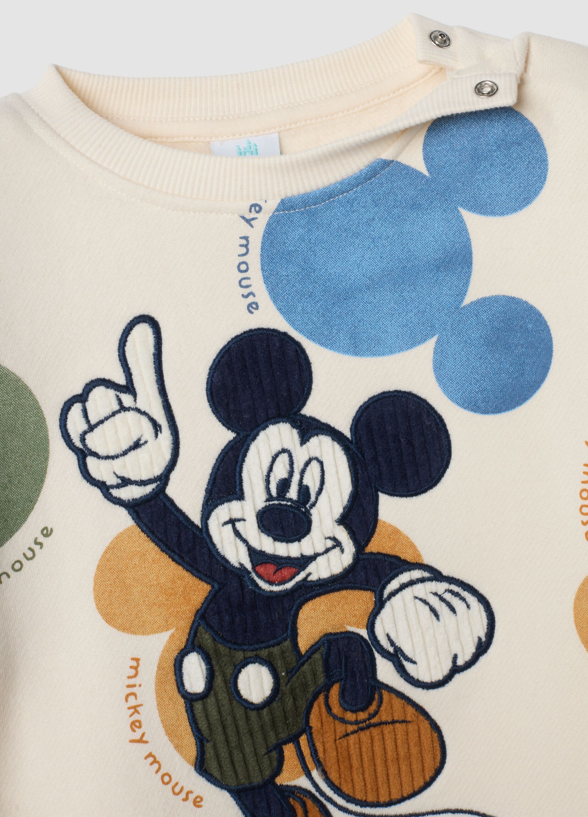 Beige organic cotton-blend jogging set with Mickey print, oversized fit