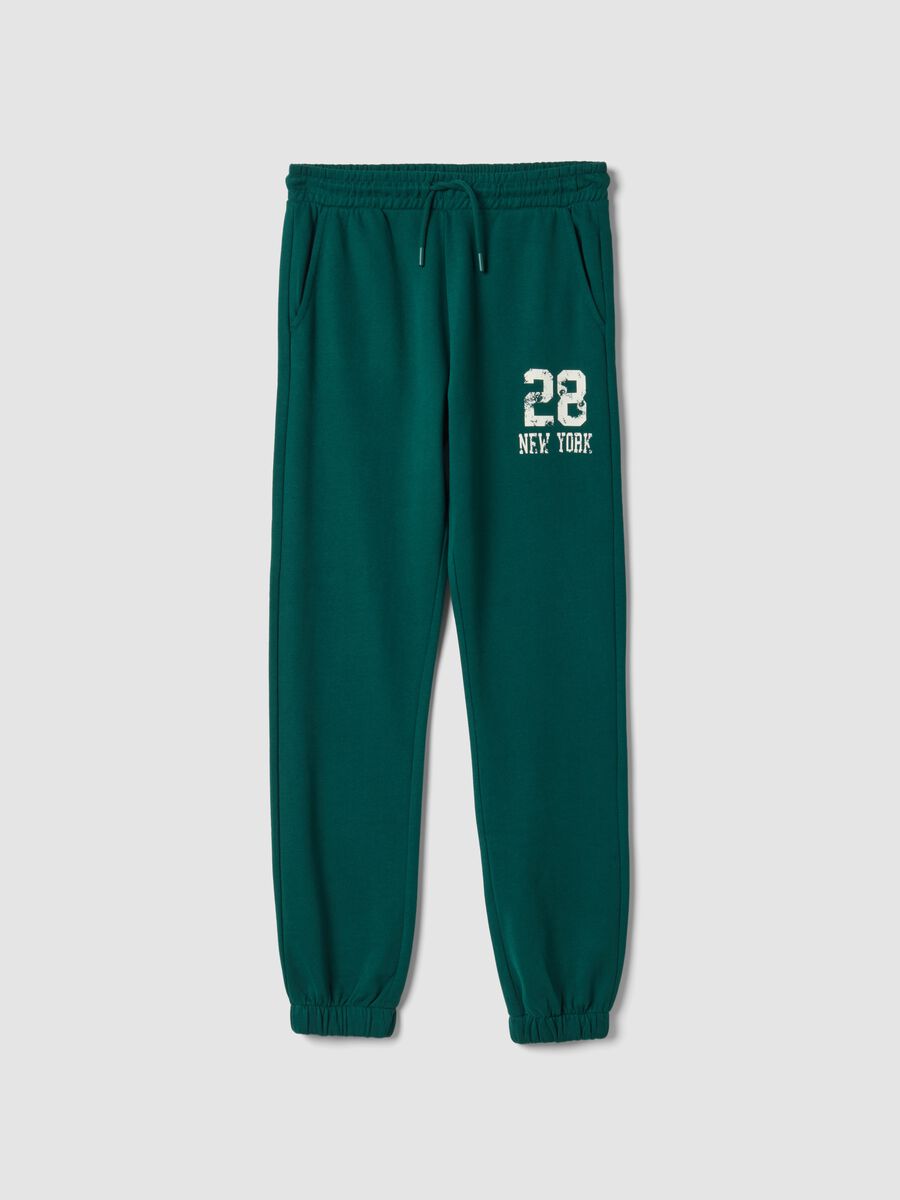 Jogger verdi in puro cotone stile college regular fit_0