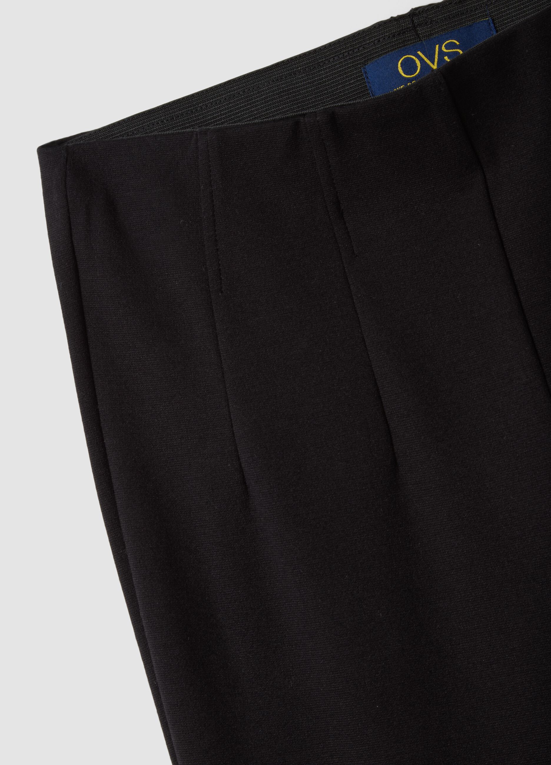 Black slim-fit stretch viscose Milano-knit leggings