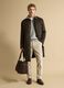 Pantaloni beige in cotone elasticizzato a coste_0