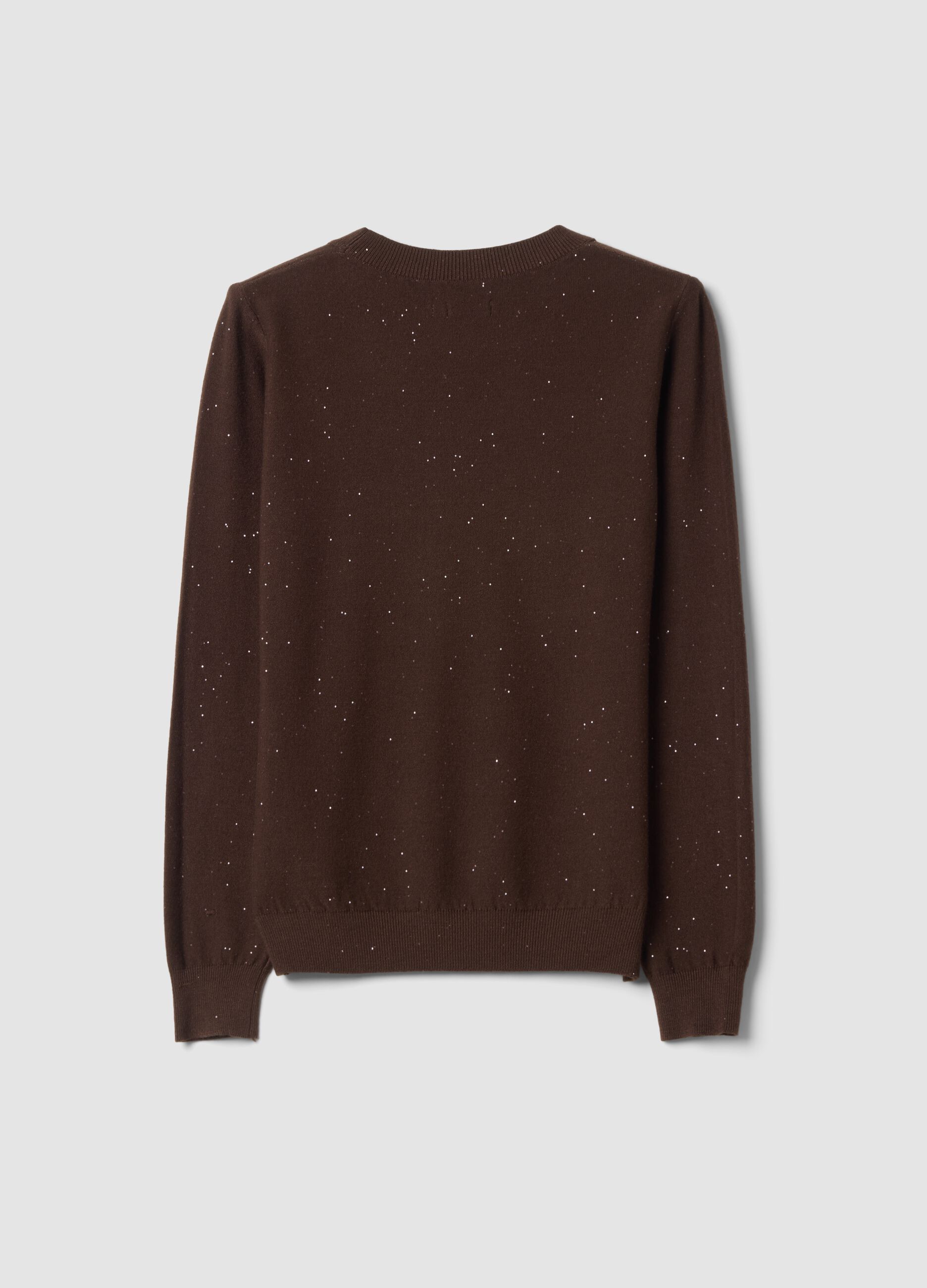 Brown viscose-blend sequin jumper, regular fit