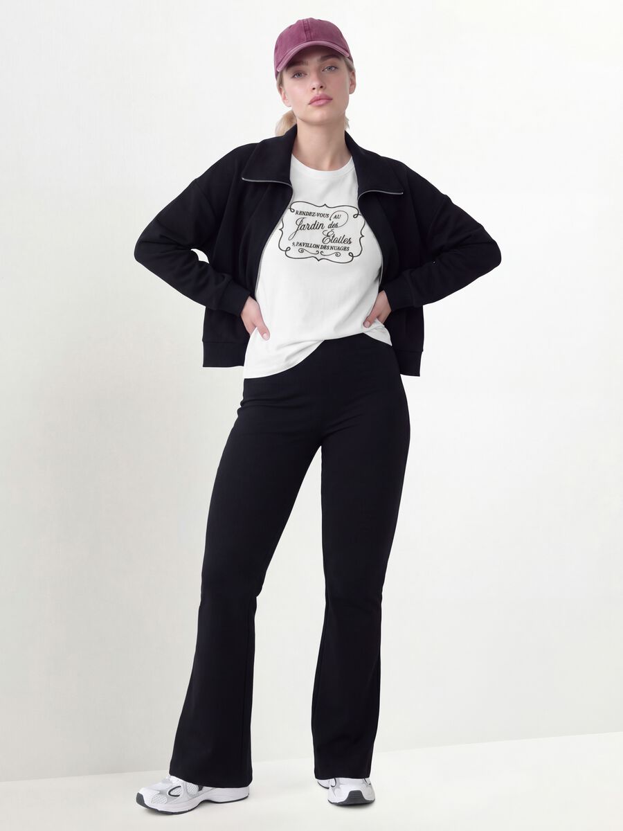 Felpa full zip nera in viscosa elasticizzata con colletto_2