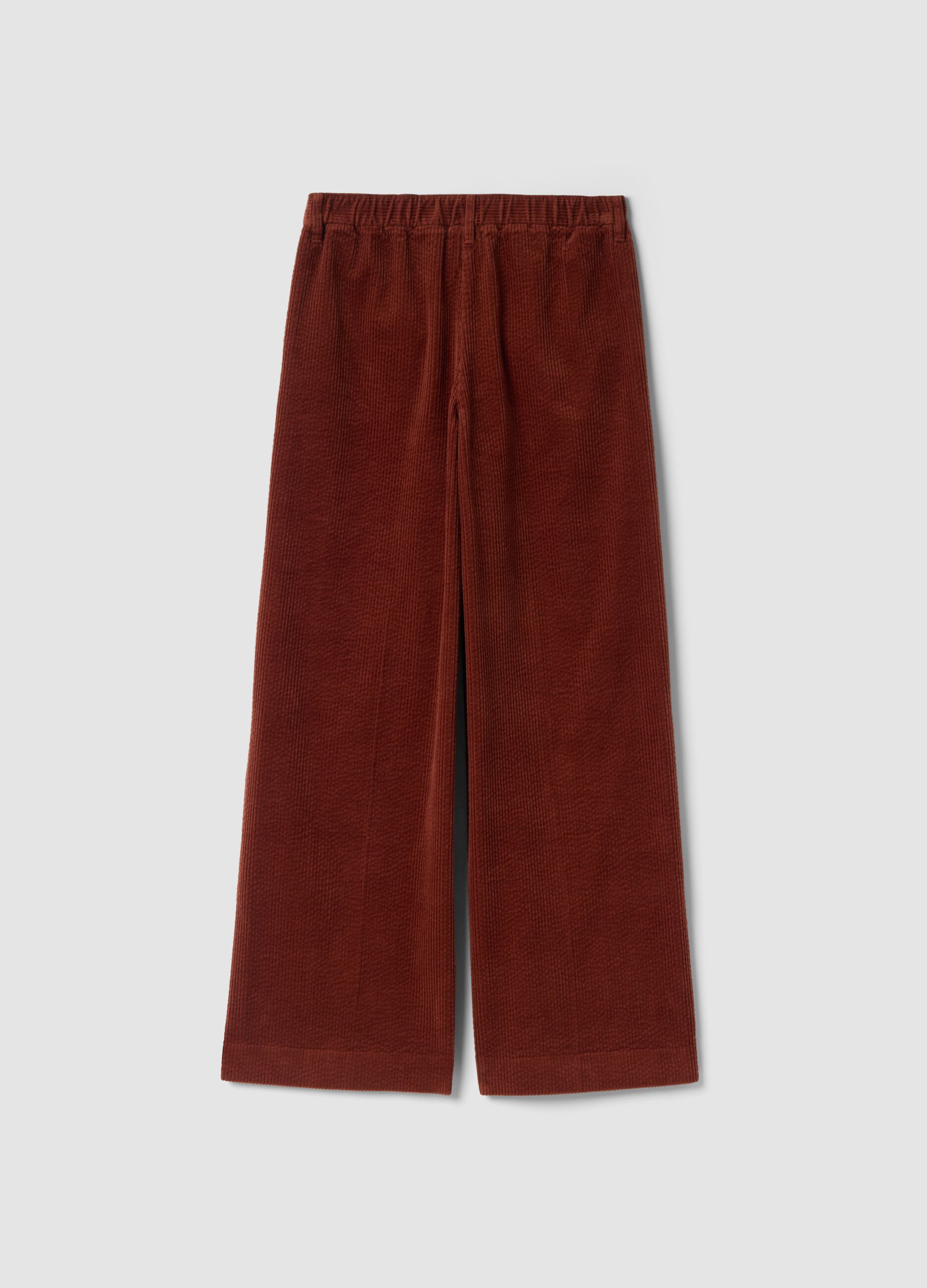Orange pure cotton regular-fit ribbed trousers