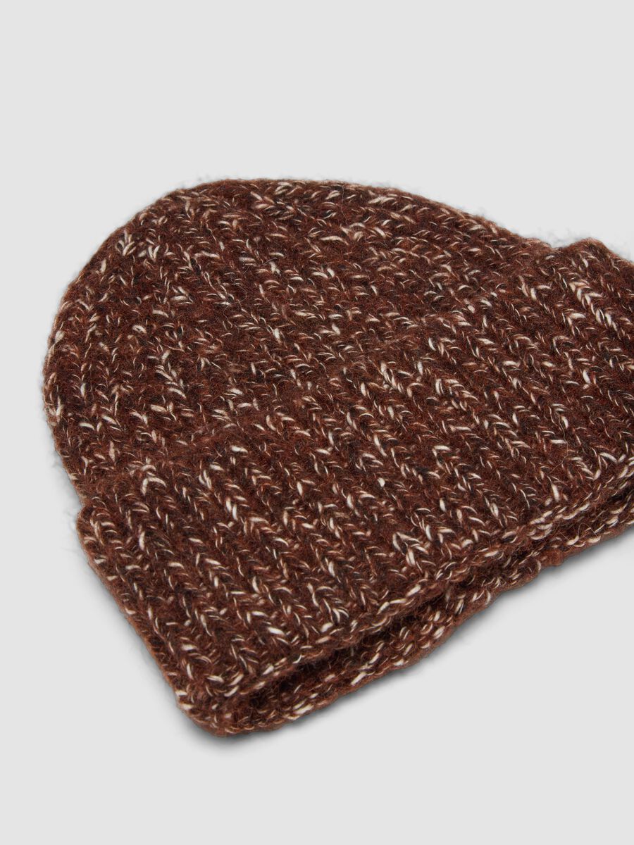 Brown ribbed wool-blend beanie_1