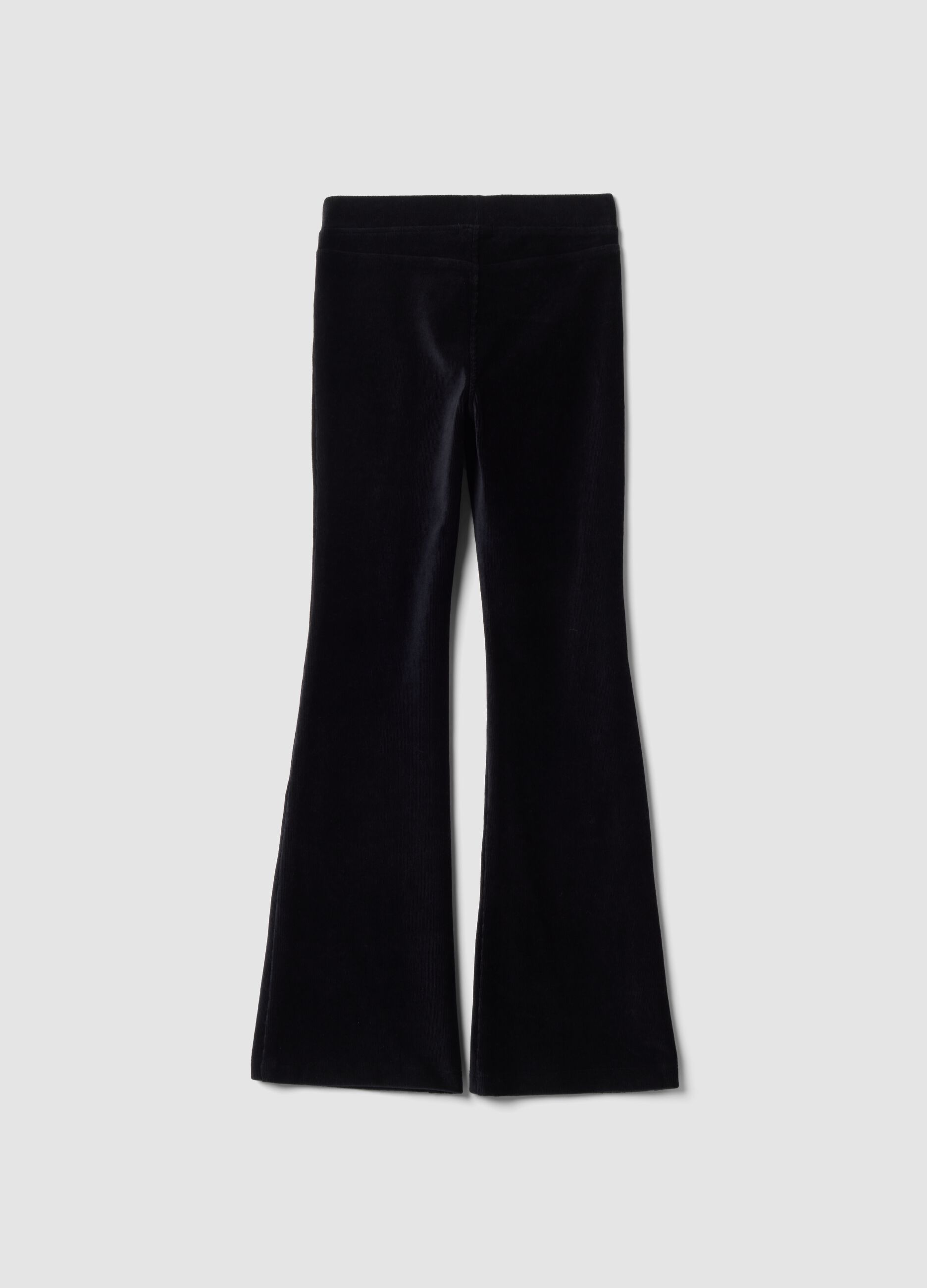 Treggings neri in cotone elasticizzato a costine