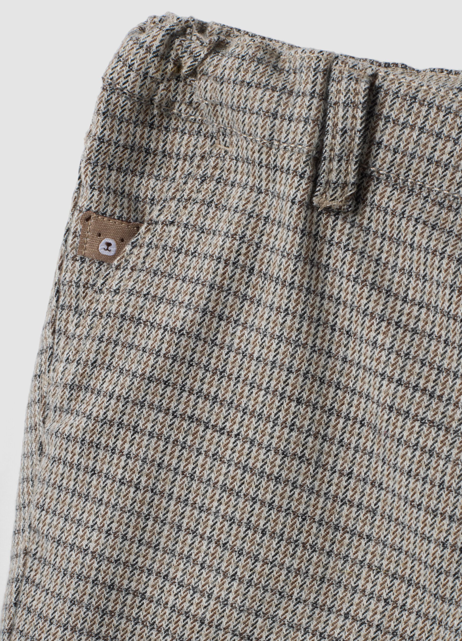 Pantaloni grigi in viscosa elasticizzata a fantasia regular fit