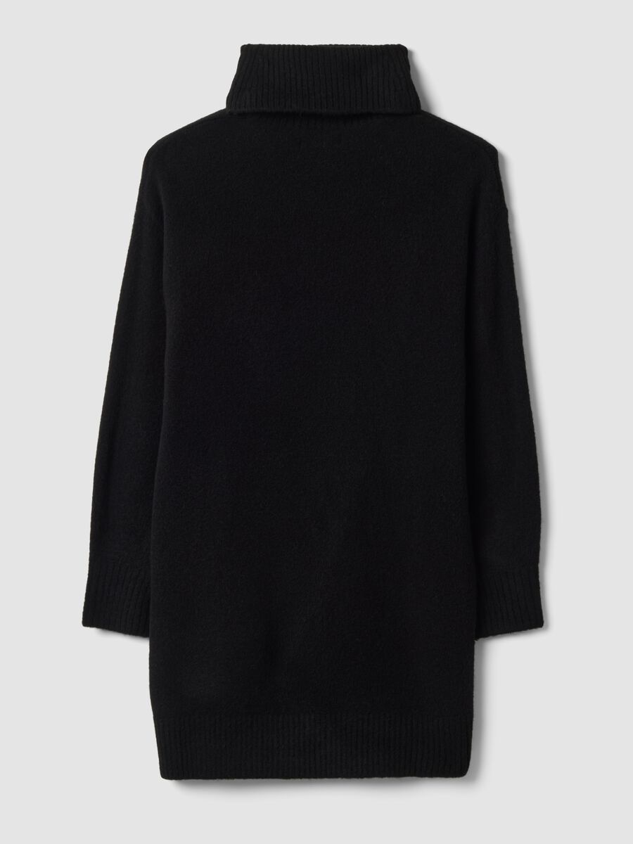 Black Stretch Wool Roll-Neck Dress_2