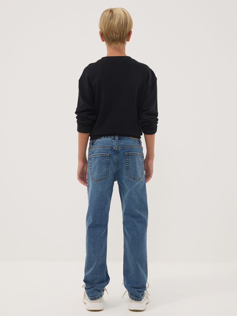 Boys&rsquo; regular-fit blue stretch cotton jeans_1