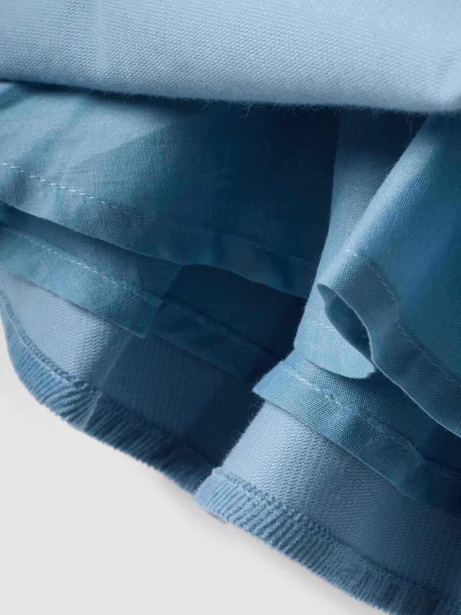Blue ribbed pure cotton skort with floral print_3