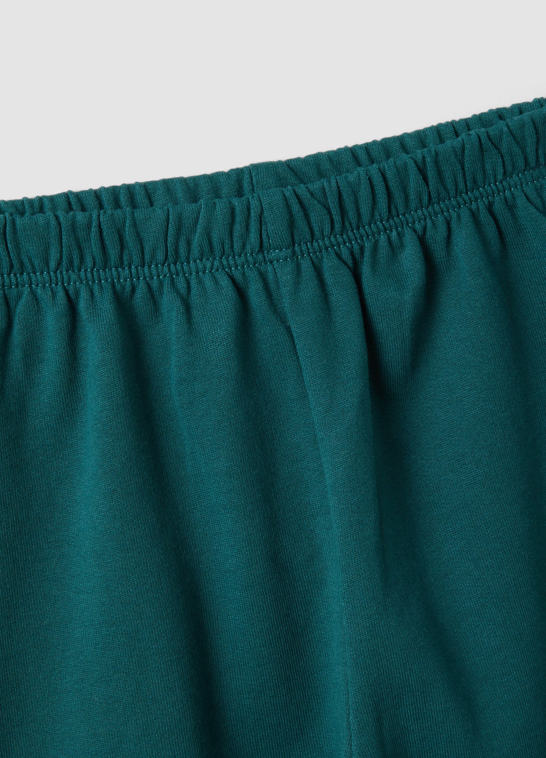 Green pure organic cotton crew-neck pyjamas