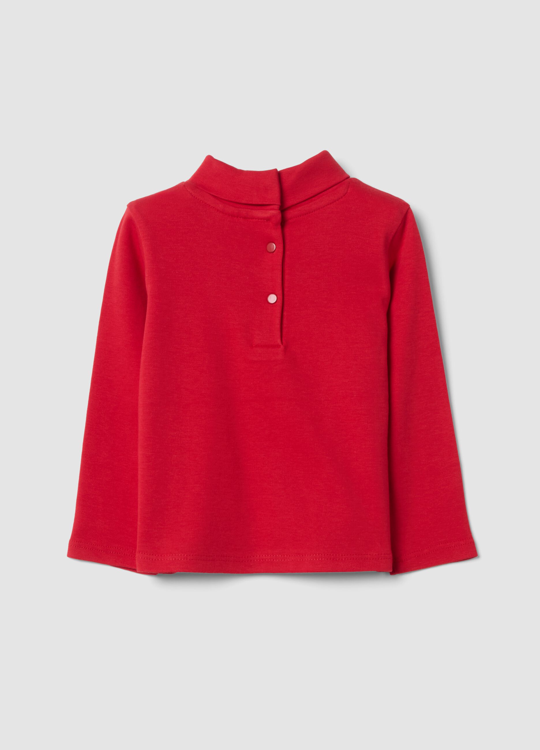 Red pure cotton T-shirt with penguin print