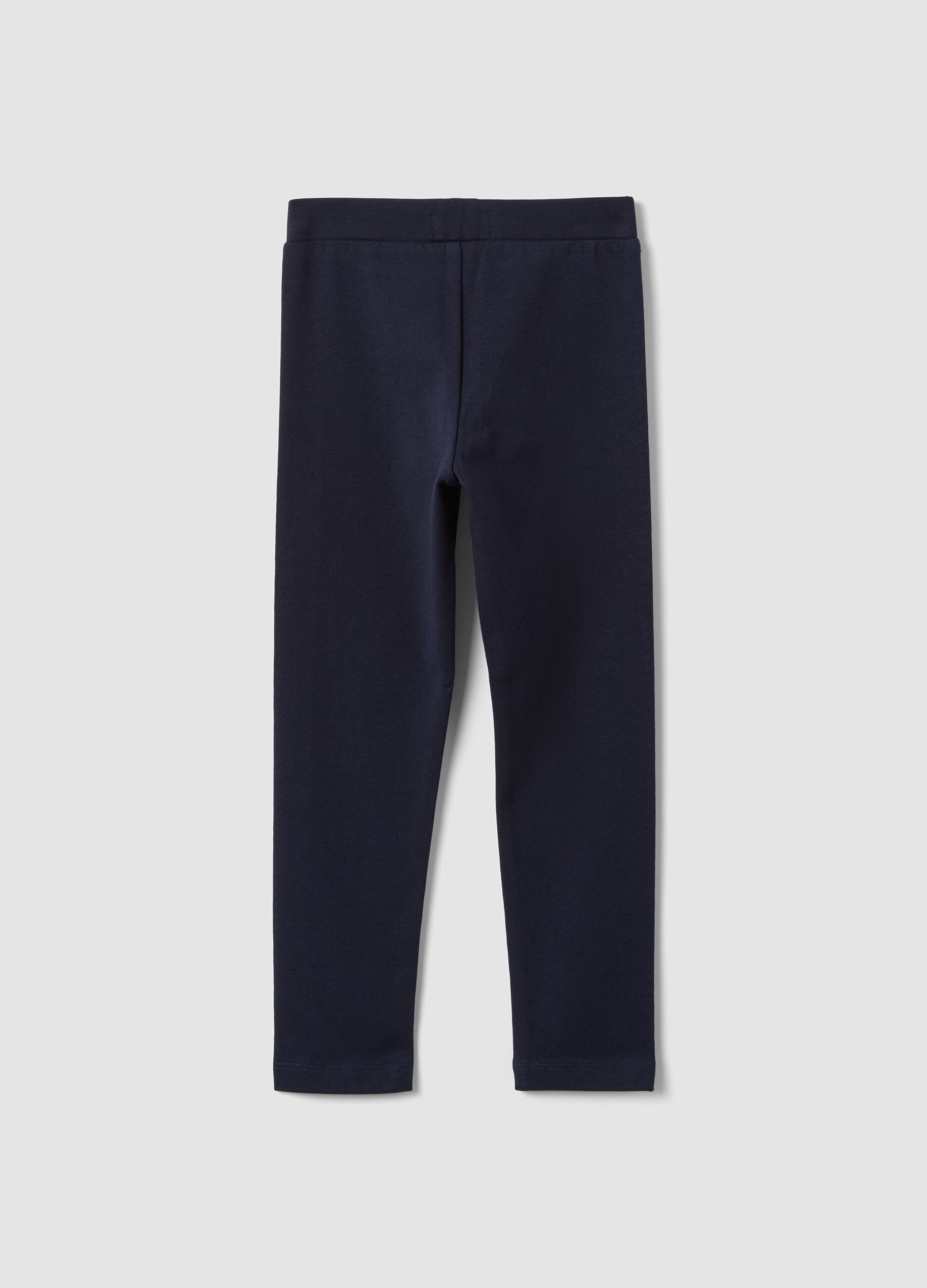 Blue stretch organic cotton leggings with rhinestones for girls