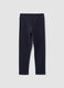 Blue stretch organic cotton leggings with rhinestones for girls_1