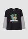 Black pure cotton crew-neck Minecraft print T-shirt &ndash; oversized fit_0