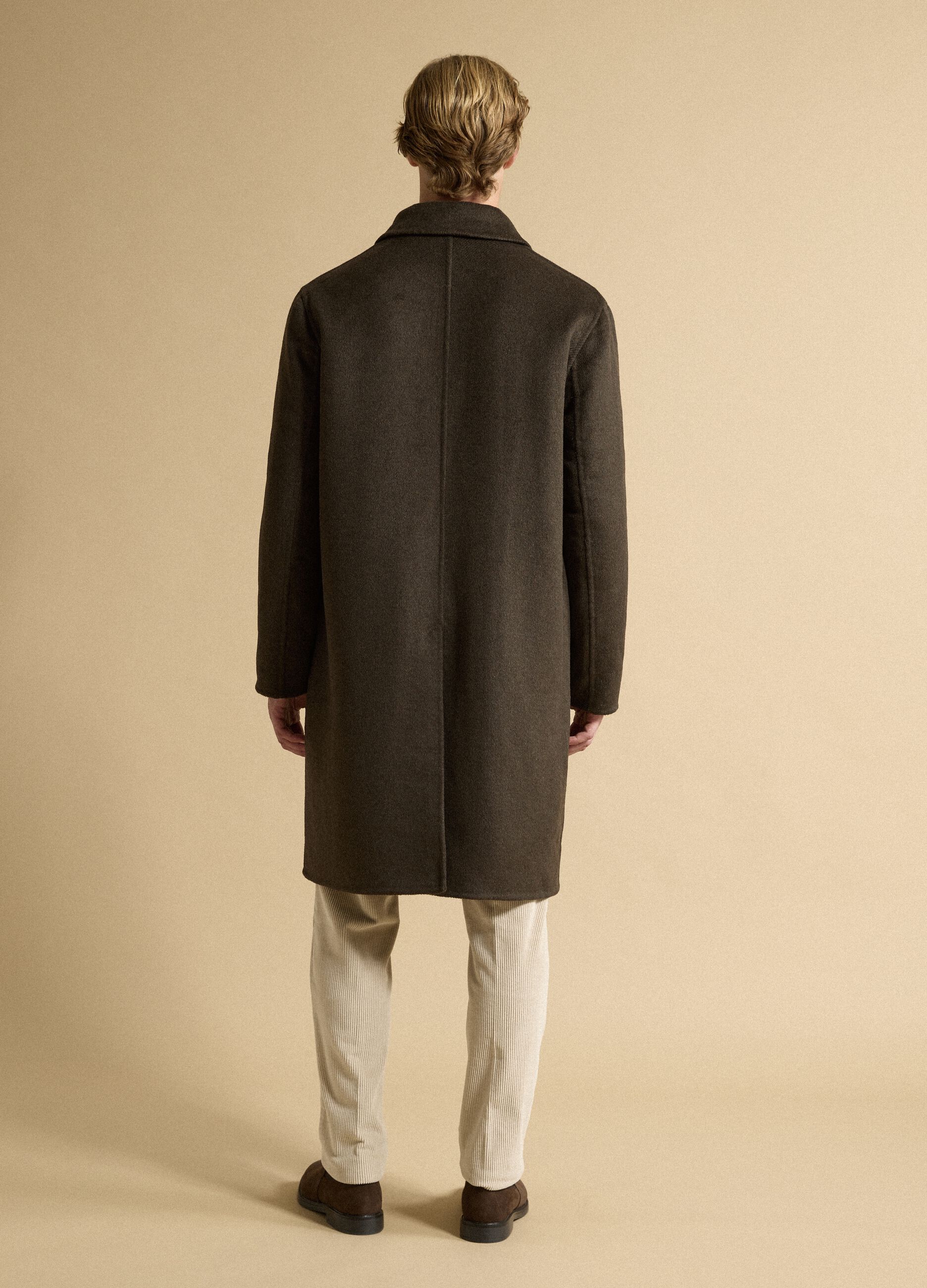 Green wool and viscose blend coat, regular fit