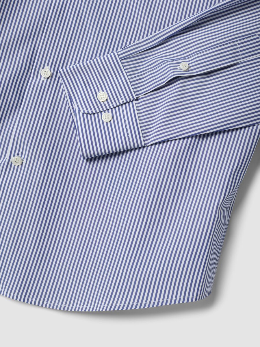 Blue striped lyocell-blend shirt with French collar, easy iron_1