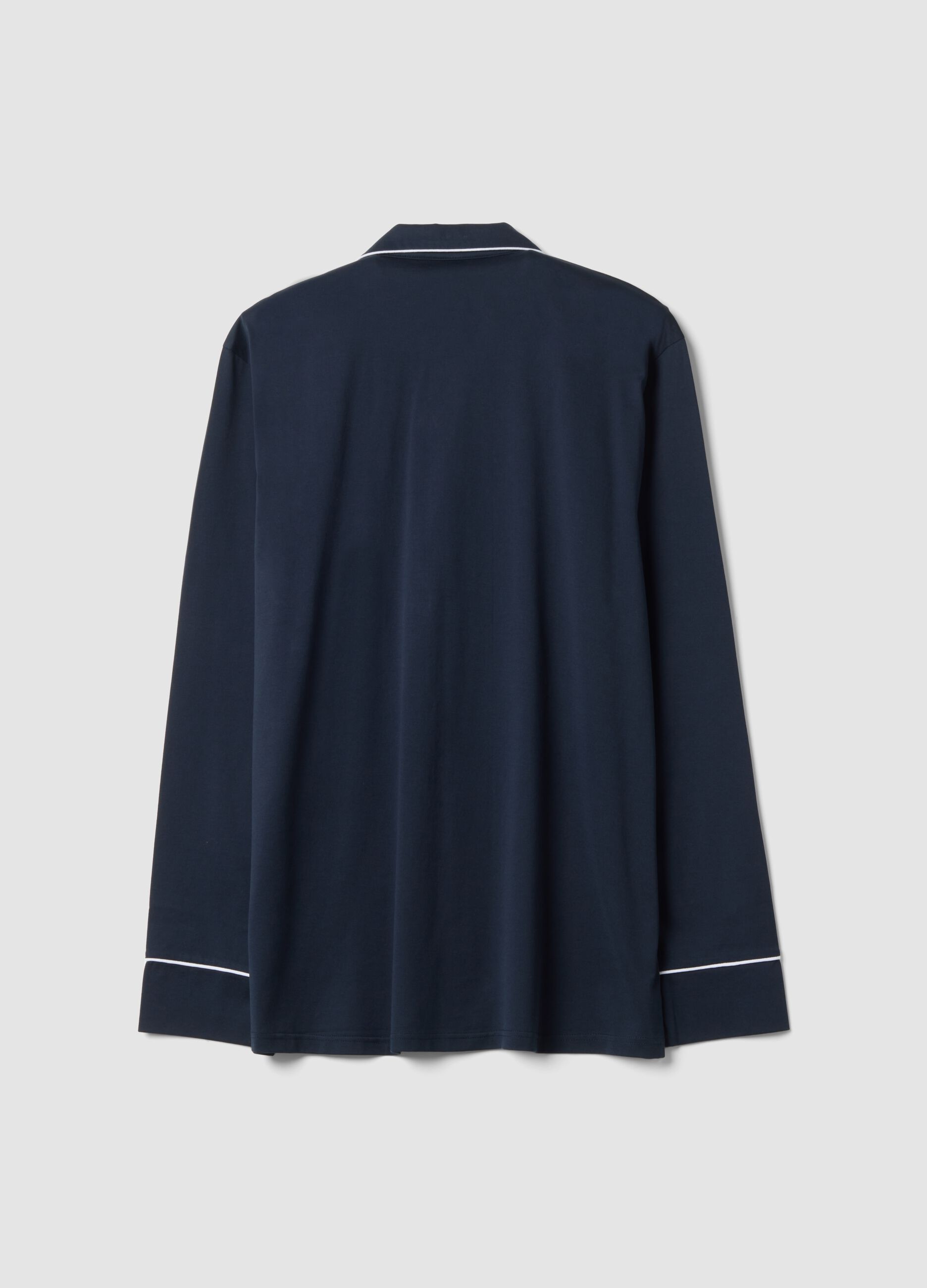 Pigiama blu con colletto in puro cotone organico