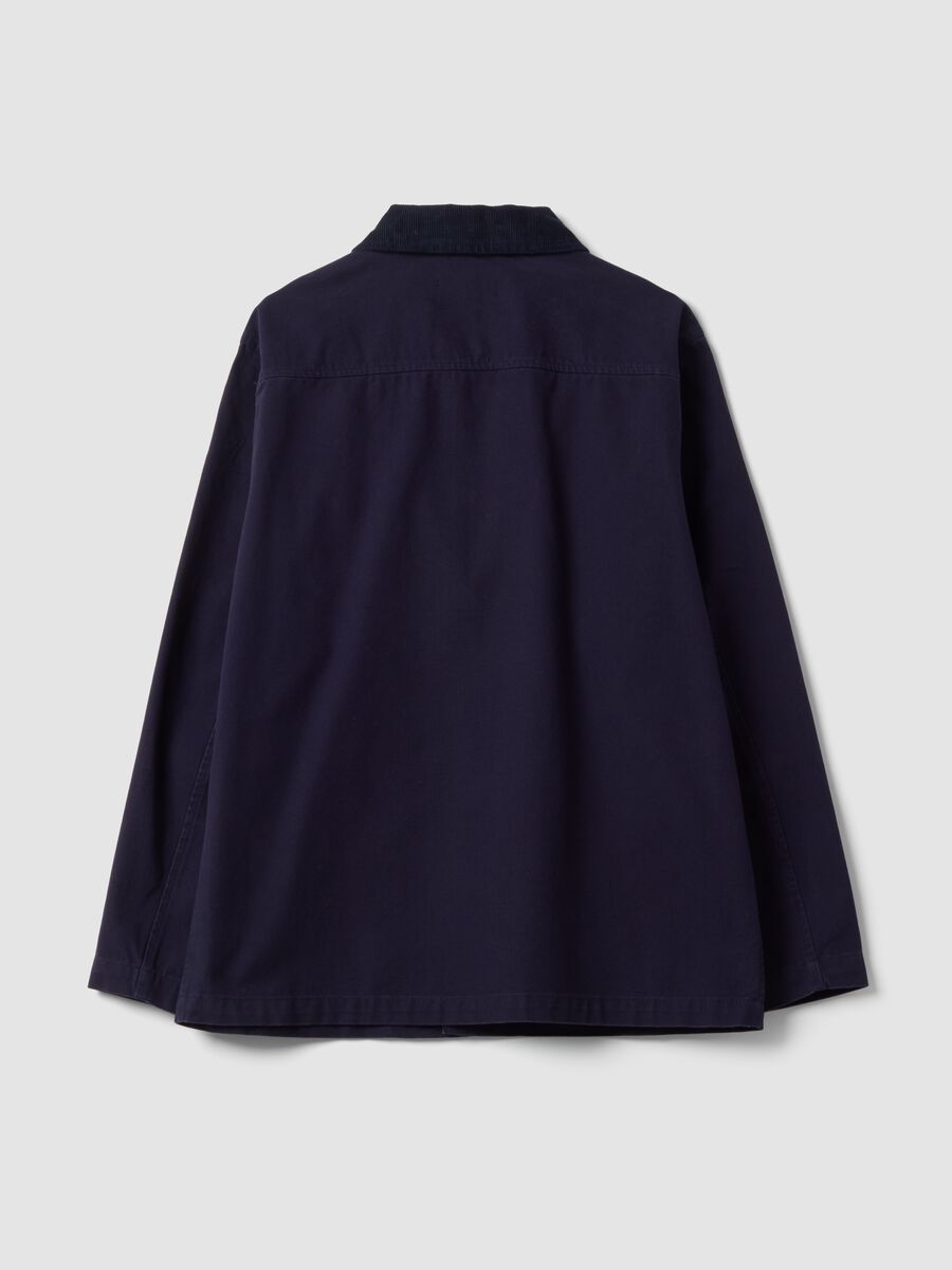 Blue pure cotton regular-fit shacket with zip_6