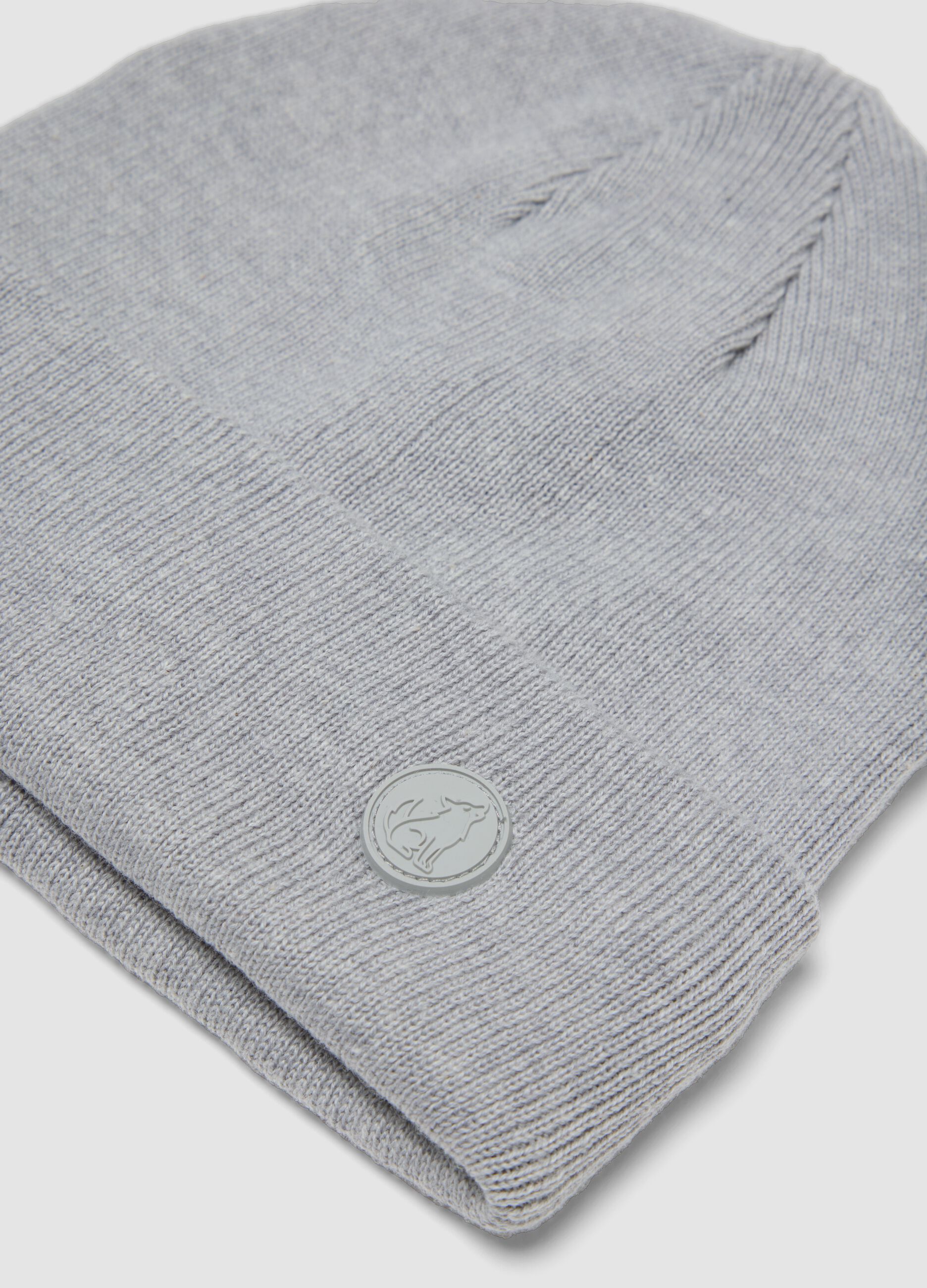 Grey cotton-blend jersey knit hat