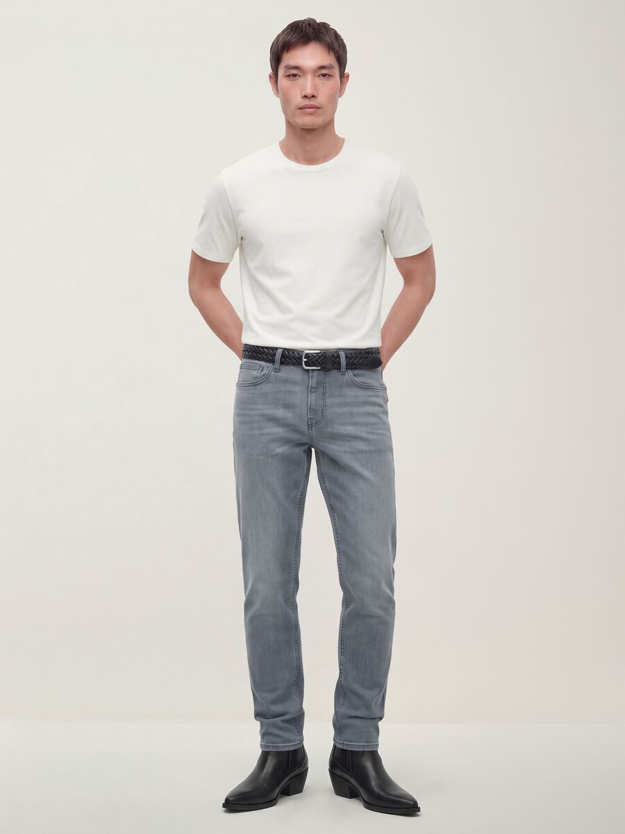 Men&rsquo;s grey skinny-fit stretch cotton jeans_0