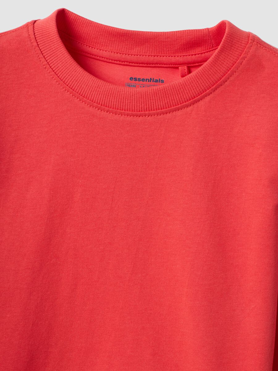 Red pure organic cotton crew-neck T-shirt for boys, regular fit_2