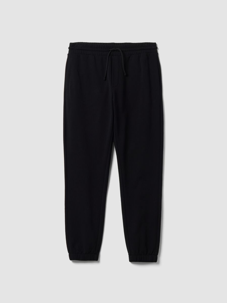 Black cotton-blend joggers, regular fit_4