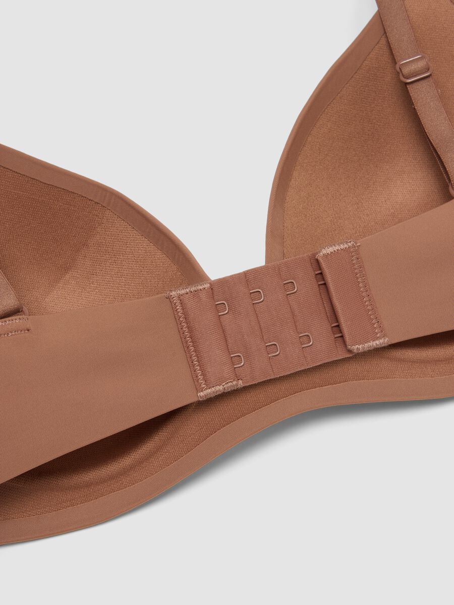Brown padded triangle bra in stretch fabric_5