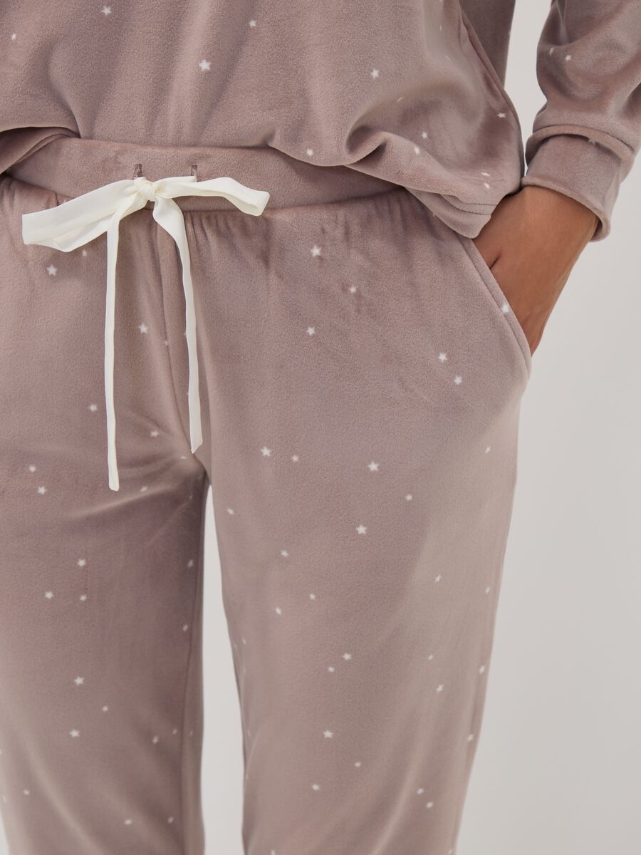 Brown star-print stretch pyjama trousers_2