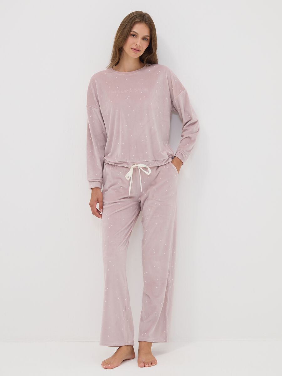 Purple stretch jersey pyjama sweatshirt with star print_0