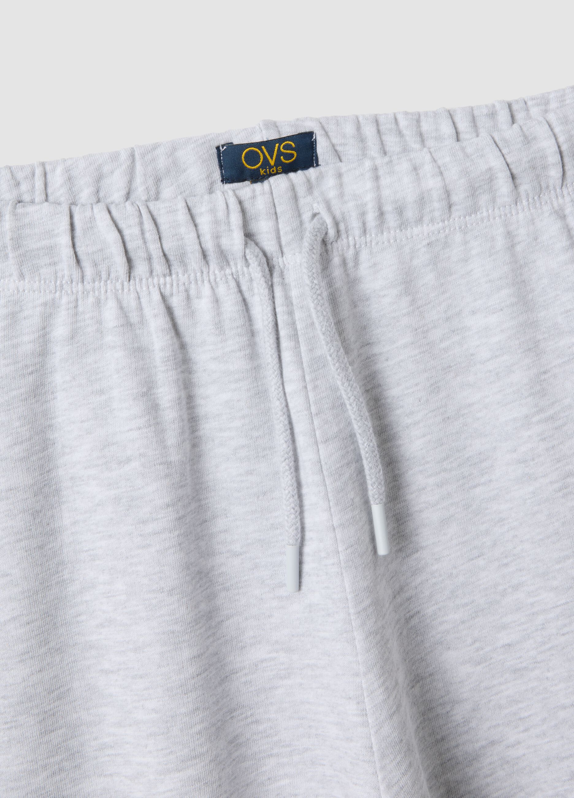 Pantaloni culotte grigio melange in misto cotone e viscosa