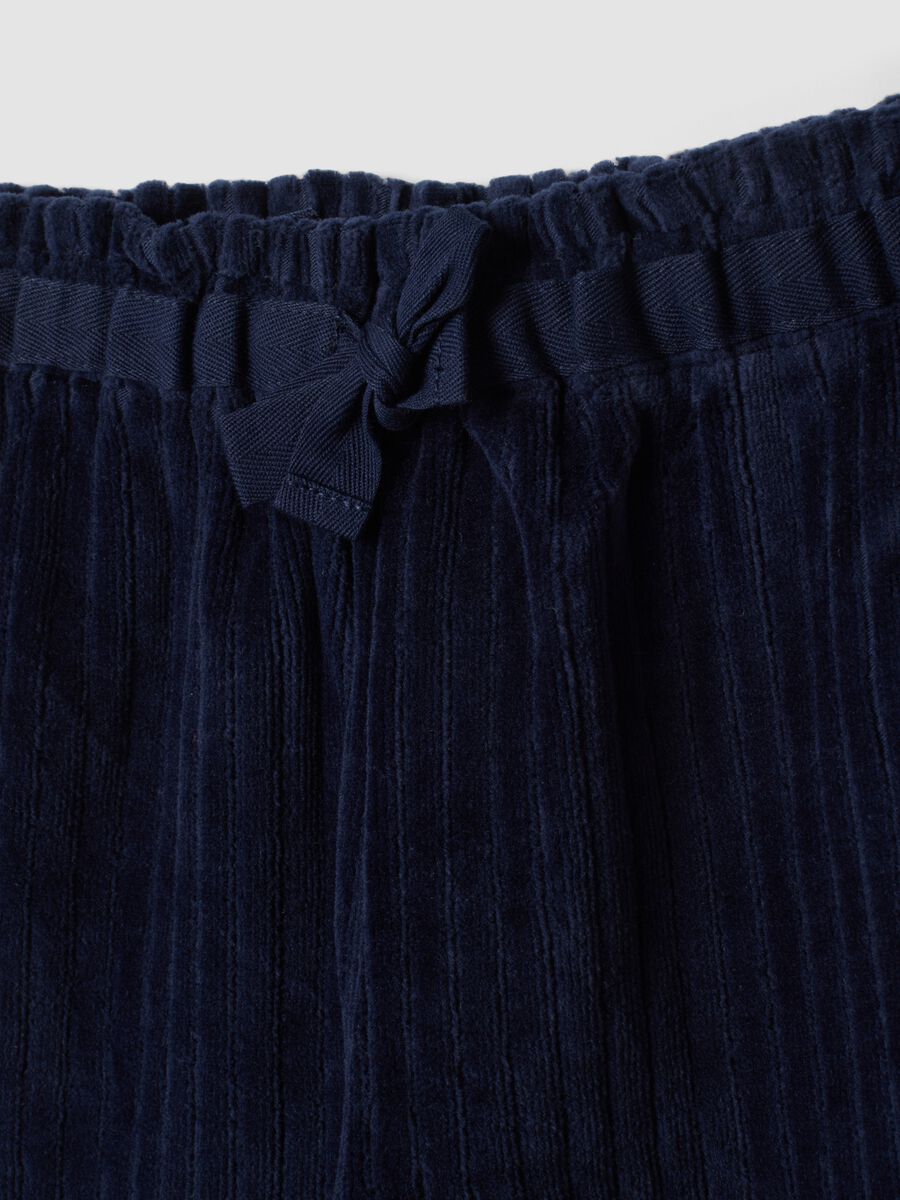 Blue ribbed cotton-blend trousers_2