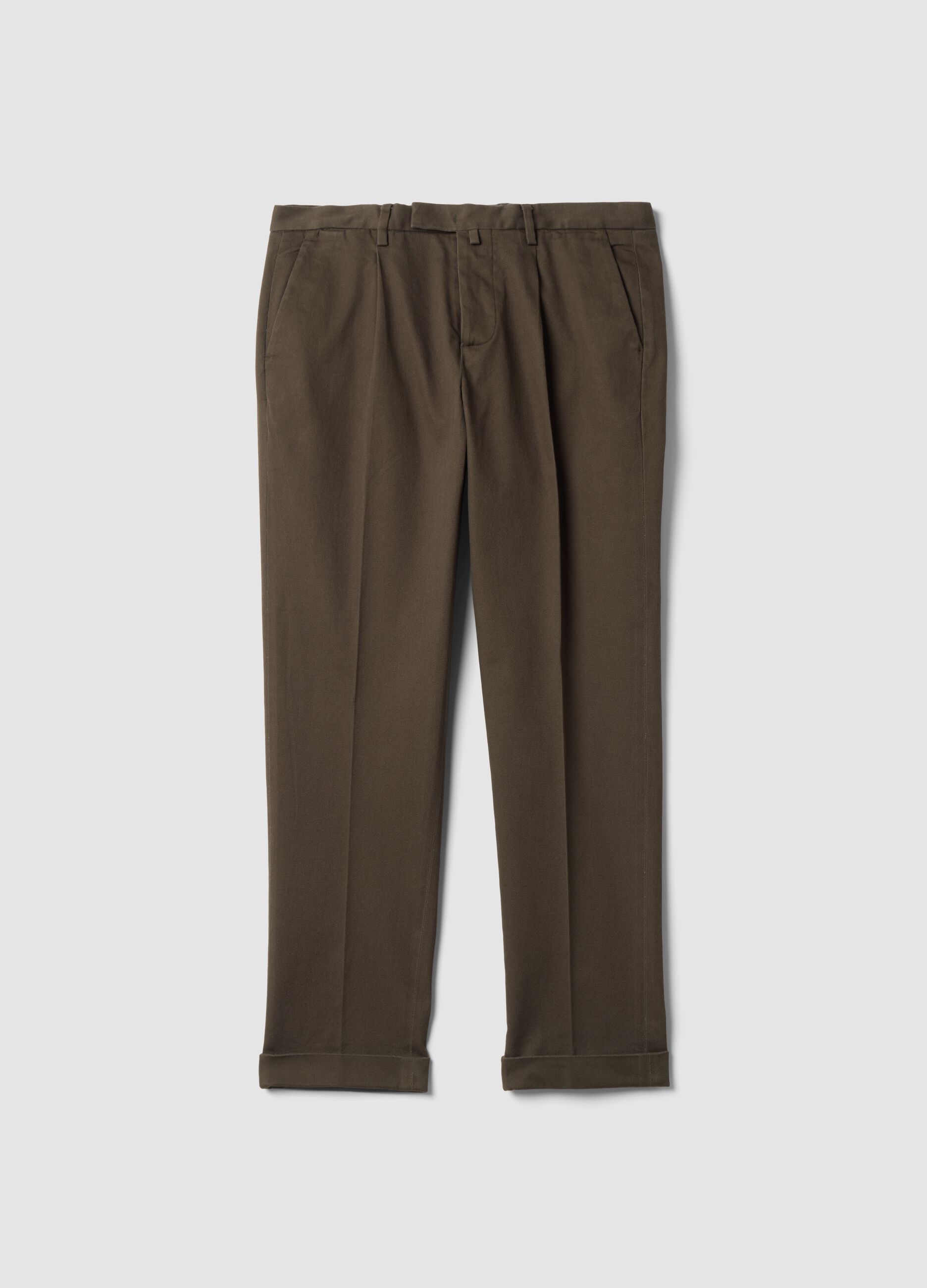Men&rsquo;s brown stretch-cotton chinos, regular fit