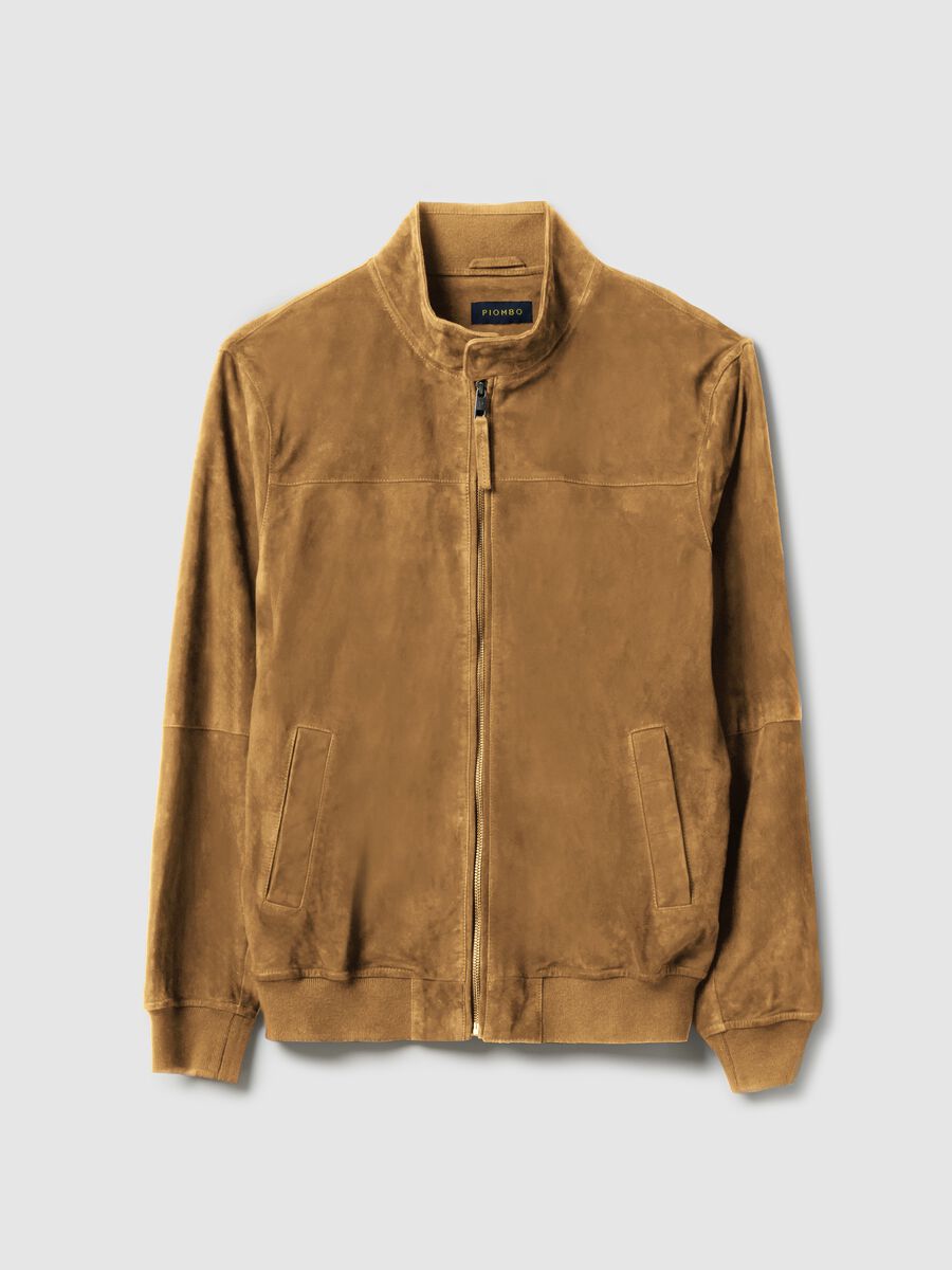 Beige Genuine Leather Jacket Regular Fit with Zip_4