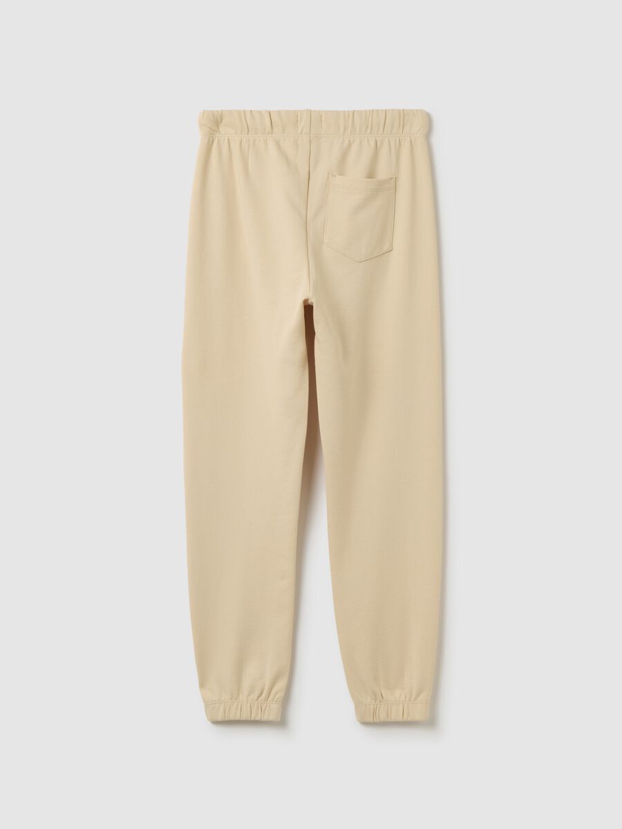 Boys' regular fit beige pure cotton trousers_4