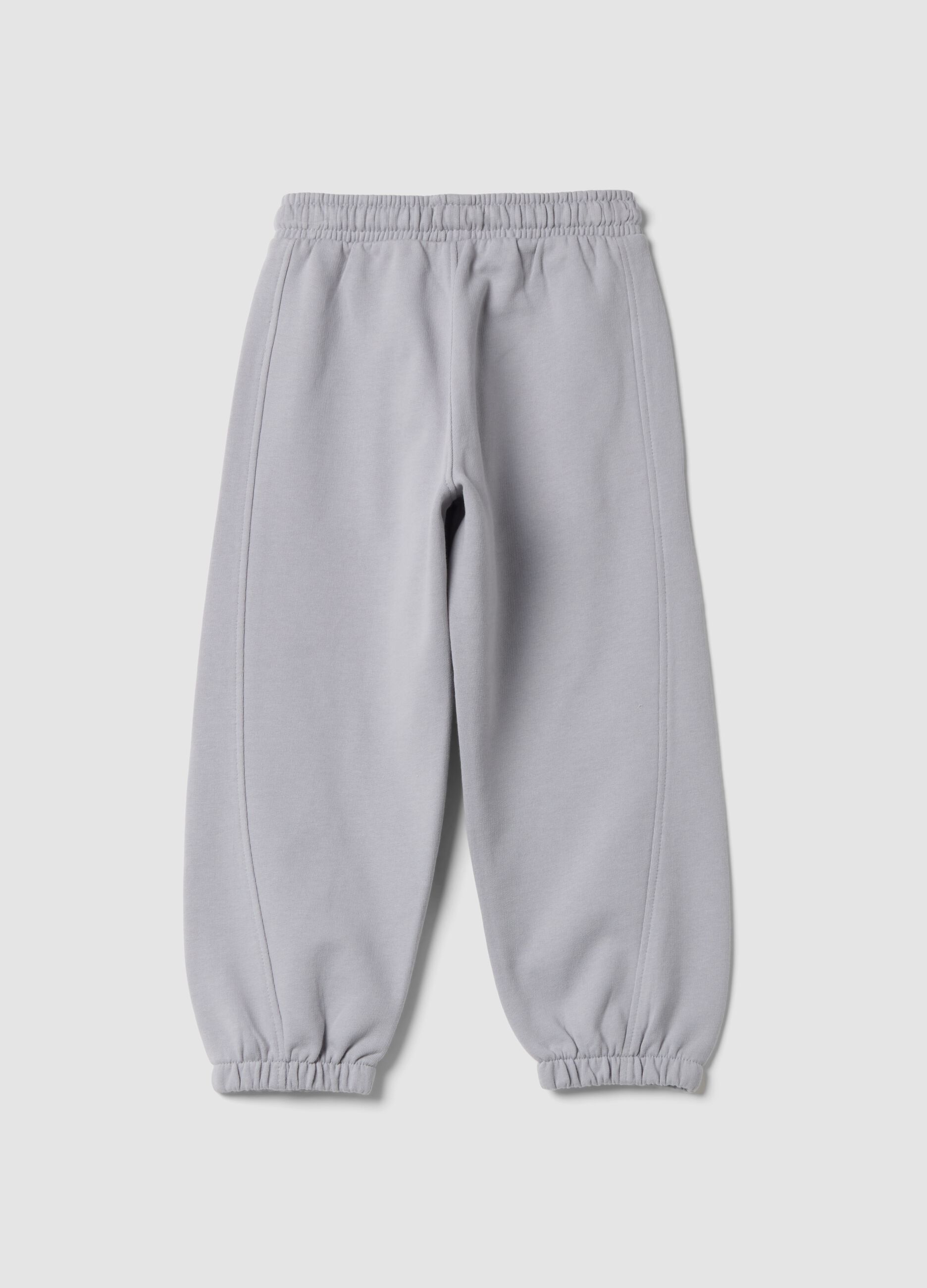 Grey organic cotton jogger trousers with print